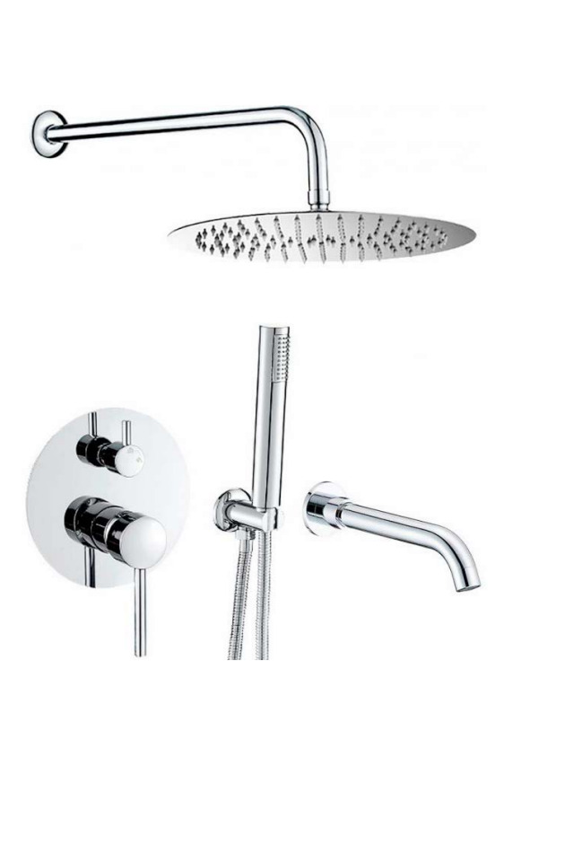 Kit de douche encastrée avec bec baignoire — chromé